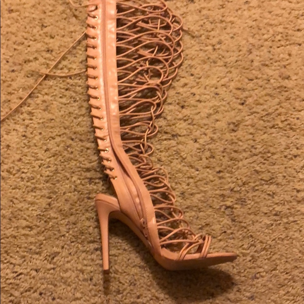 Lace up thigh heels